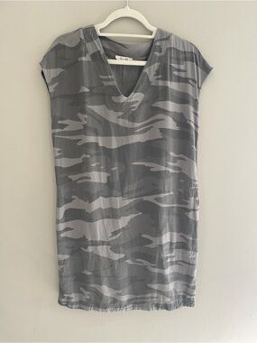 Splendid Gray Camo V-Neck Midi Dress